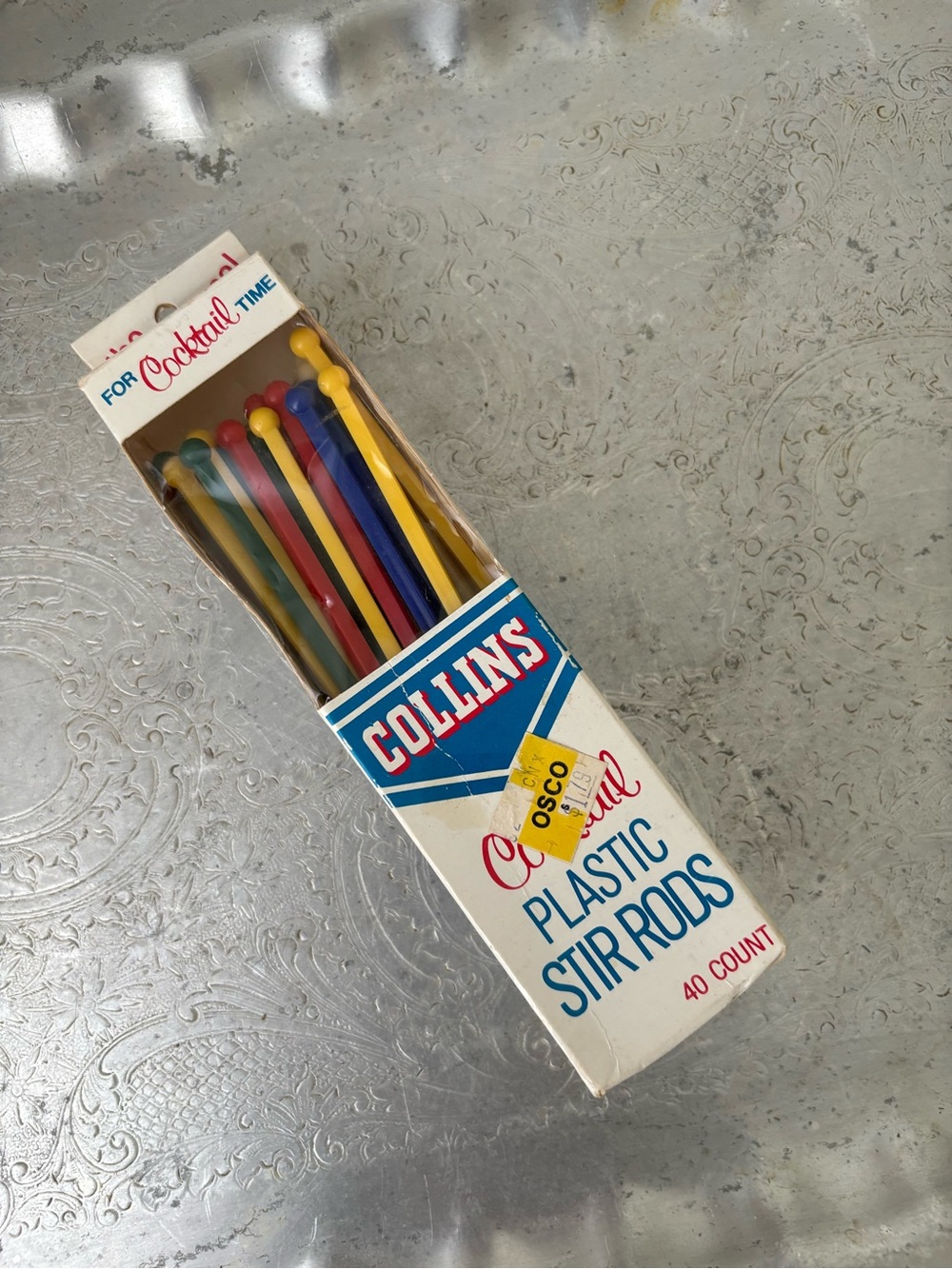 Collins Assorted Color Plastic Stir Rods for Cocktail Time - 40 Count
